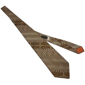 Vintage Towncraft Polyester Geometric Pattern Neck Tie Brown Beige Men's Fashion